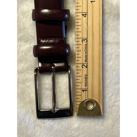 Round Tree York 42 Mens Smooth Leather Dress Belt Brown Silver Buckle B055047 - Picture 4 of 16